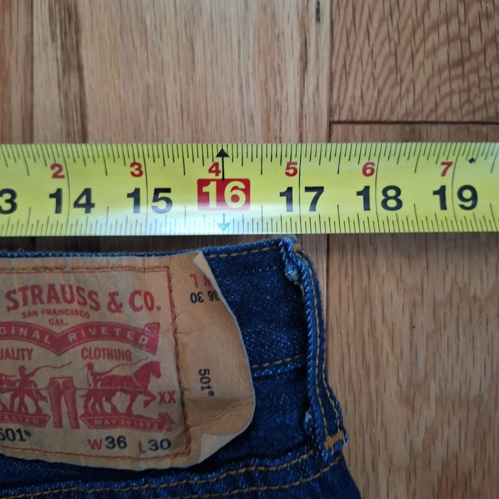 Levi's 501 Original Fit Straight Leg Button Fly Jeans Indigo Blue 36x30